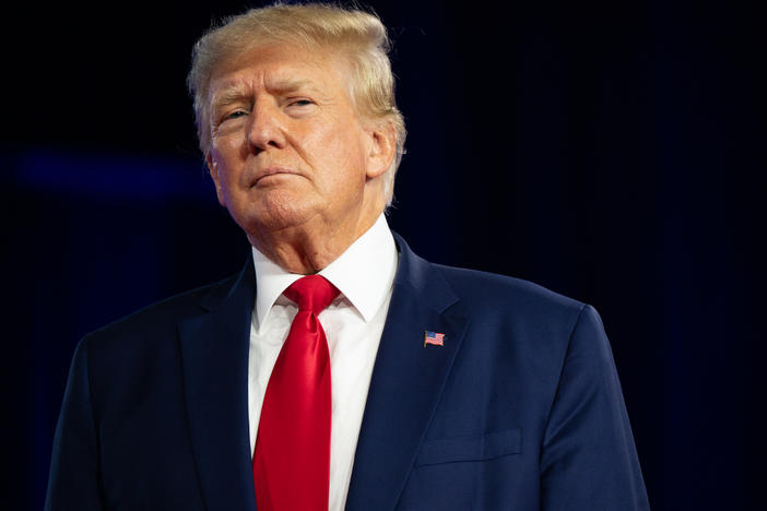 Former U.S. President Donald Trump speaks at the Conservative Political Action Conference (CPAC) at the Hilton Anatole on Aug. 06 in Dallas, Texas.