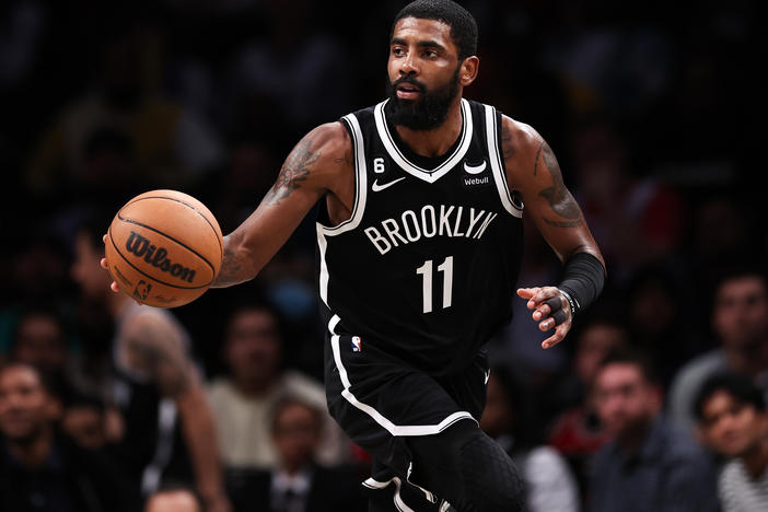 Kyrie Irving is pictured during a game against the Chicago Bulls on Nov. 1 in New York City. Nike has terminated its contract with Irving.