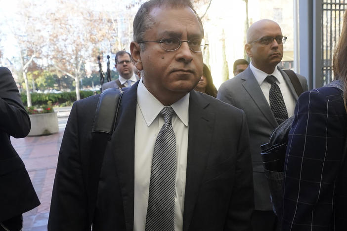 Ramesh "Sunny" Balwani, the former lover and business partner of Theranos CEO Elizabeth Holmes, arrives at federal court in San Jose, Calif. on Dec. 7, 2022.