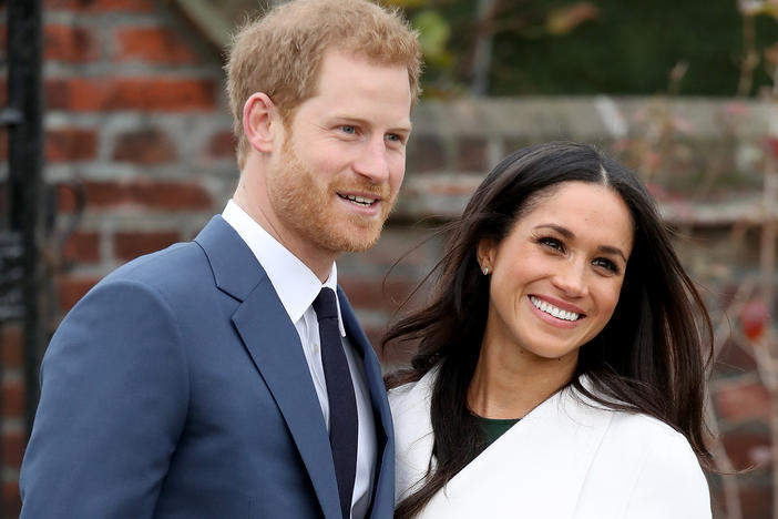 Prince Harry and actress Meghan Markle, announcing their engagement on November 27, 2017 in London, England.