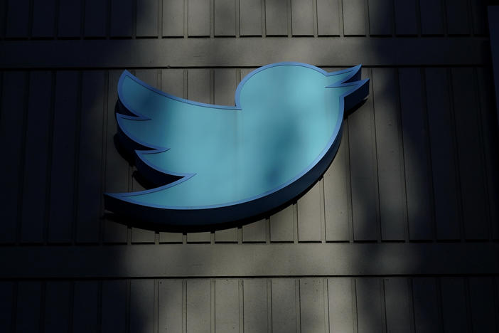 A sign at Twitter headquarters is shown in San Francisco, Friday, Nov. 18, 2022. Elon Musk's Twitter has dissolved its Trust and Safety Council, the advisory group of nearly 100 independent civil, human rights and other organizations that the company formed in 2016 to address hate speech, child exploitation, suicide, self-harm and other problems on the platform.