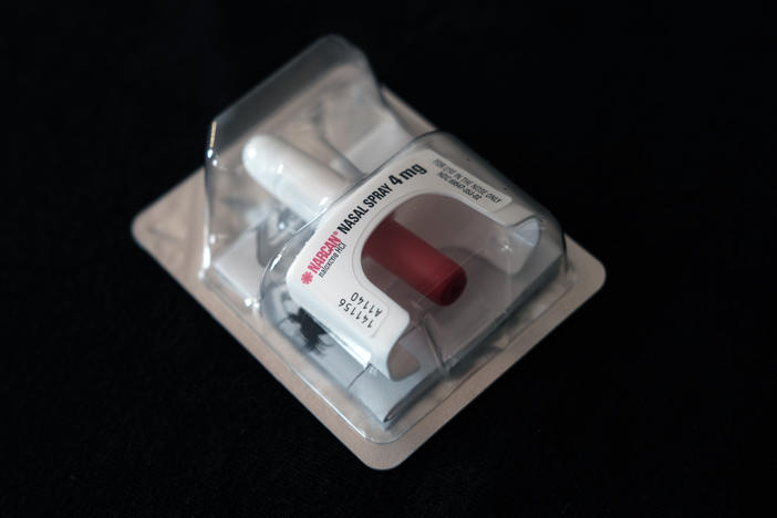 In this photo illustration, a Narcan nasal overdose kit is displayed as part of the Brooklyn Community Recovery Center's demonstration on how to use Narcan to revive a person in the case of a drug overdose on Sept. 1, in the Brooklyn borough of New York City.