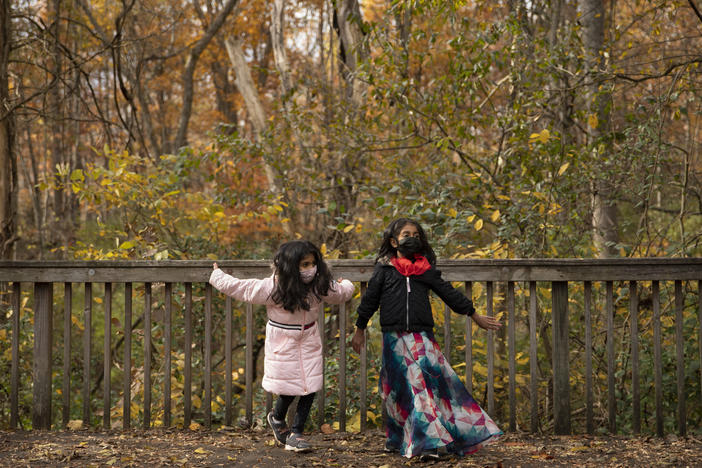 Best friends Elora and Kayla practice their Bollywood routine for a community Diwali event in Virginia. The holiday celebrates light in the darkness, renewal and rebirth, and the triumph of good over evil.