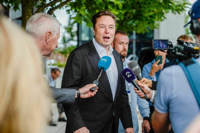 Elon Musk while attending a conference in Norway earlier this year. The billionaire new owner of Twitter is releasing information about the company's high-profile moderation decisions.