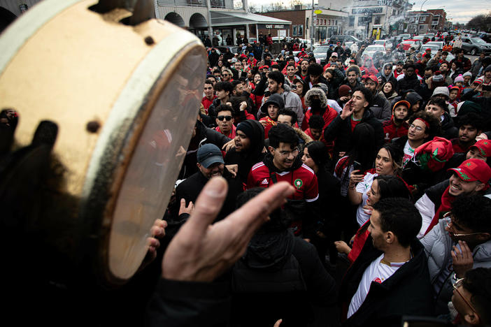 Fans of Morocco's World Cup team rushed to the streets to celebrate their win over Belgium. on Nov. 27. Montreal is the home of Canada's largest Moroccan community.