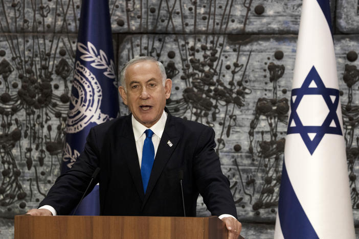 Israel's Likud Party leader Benjamin Netanyahu speaks in Jerusalem on Nov. 13 after being assigned the task of forming a government.