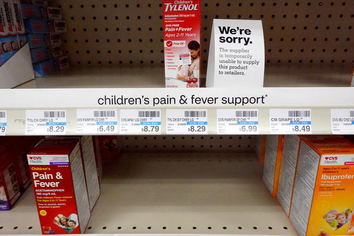 A CVS pharmacy in California running low on children's pain and fever relief medicines, pictured earlier this month.