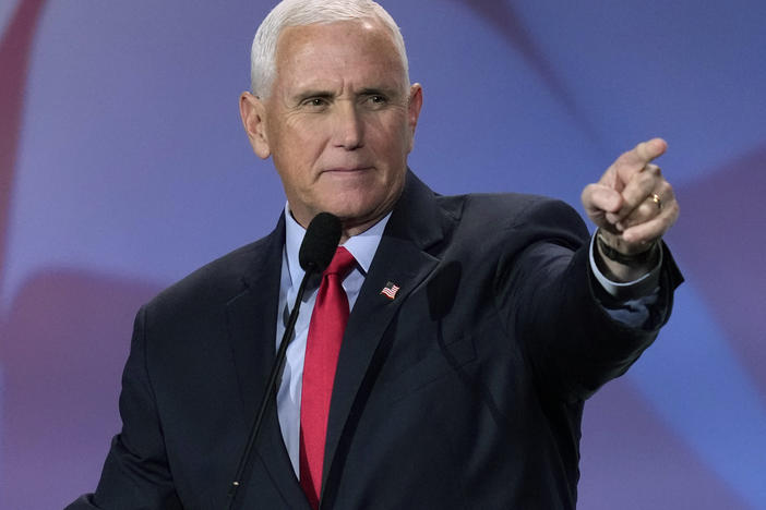 Former Vice President Mike Pence at the annual leadership meeting of the Republican Jewish Coalition on Nov. 18, 2022, in Las Vegas. The former vice president announced he will make a run for the 2024 presidency against Donald Trump.