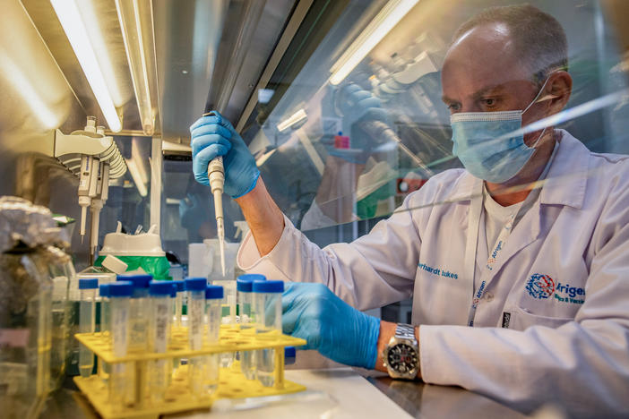 Gerhardt Boukes, chief scientist at Afrigen Biologics and Vaccines, formulates mRNA for use in a new vaccine against COVID-19. The company — based in Cape Town, South Africa — is the linchpin of a global project to enable low- and middle-income countries to make mRNA vaccines against all manner of diseases.