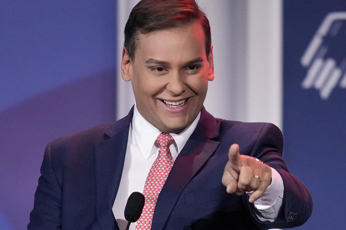 Rep.-elect George Santos, R-N.Y., speaks at an annual leadership meeting of the Republican Jewish Coalition on Nov. 19, 2022, in Las Vegas.