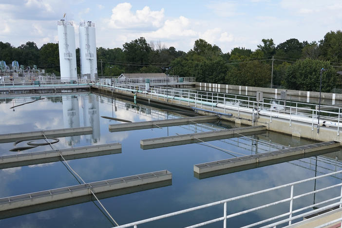 Jackson, Mississippi's O.B. Curtis Water Treatment Facility's sedimentation basins in Ridgeland, Miss., shown in September.