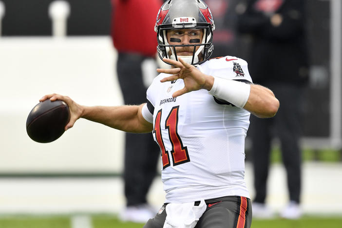 Blaine Gabbert of the Tampa Bay Buccaneers warms up prior to their game against the Carolina Panthers at Bank of America Stadium in 2020 in Charlotte, North Carolina.
