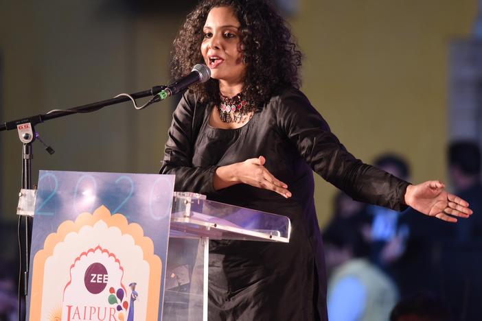 Indian journalist Rana Ayyub speaks during the launch of her self published book 'Gujarat Files' in New Delhi in May 2016. On March 29, 2022, Ayyub was prevented from flying to Europe to speak about online violence on female journalists.