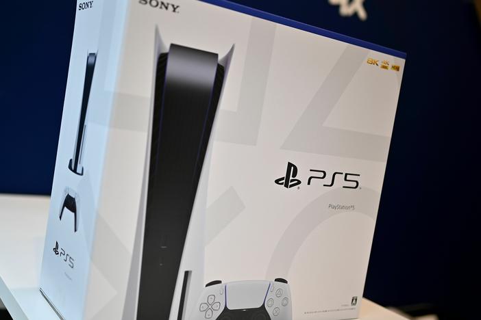 The new Sony PlayStation 5 gaming console is seen for sale on the first day of its launch, at an electronics shop in Kawasaki, Kanagawa prefecture on November 12, 2020.