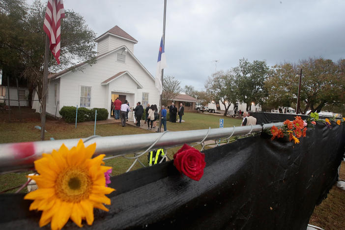 Visitors tour the First Baptist Church of Sutherland Springs in Texas after it was turned into a memorial to honor those who died during the November 2017 shooting. The Department of Justice is appealing the decision from a district court that found the government 60% responsible for the massacre.