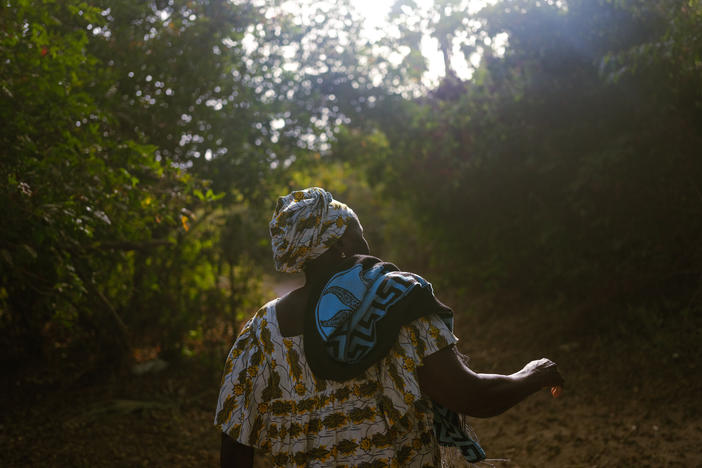 Diakine Sambou, queen of the sacred forest of Kaoupoto, on Feb. 23, 2021, in Mlomp, Senegal.