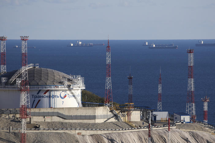 Oil tankers are seen at the Sheskharis complex, part of Chernomortransneft JSC, a subsidiary of Transneft PJSC, in Novorossiysk, Russia, on Oct. 11. This is one of the largest facilities for oil and petroleum products in southern Russia.