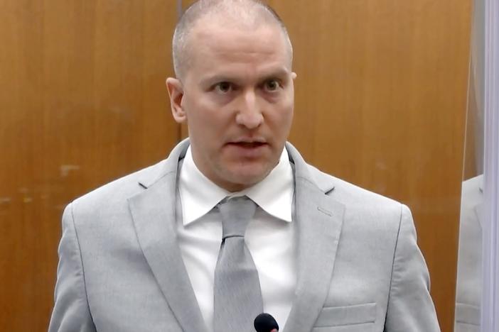 In this image taken from video, former Minneapolis police Officer Derek Chauvin addresses the court at the Hennepin County Courthouse in Minneapolis in 2021. An attorney for Chauvin asked an appeals court on Wednesday to throw out his convictions in the murder of George Floyd, arguing that numerous legal and procedural errors deprived him of his right to a fair trial.