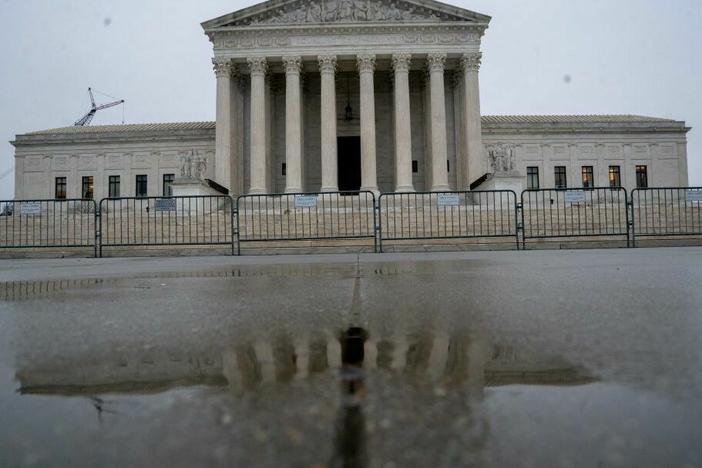 The U.S. Supreme Court is seen in Washington, D.C., on Thursday, the day the court released a report on its investigation into a leaked draft opinion in May 2022.