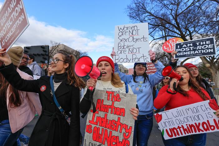 Protesters at the March for Life on Jan. 20, 2023, in Washington D.C.