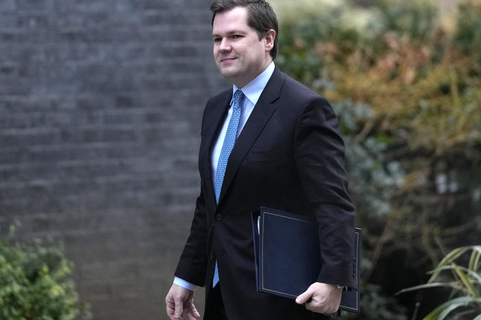 Robert Jenrick, Britain's minister of state for immigration, arrives for a Cabinet meeting in Downing street in London on Tuesday.