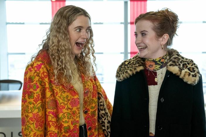 Carrie (Sofia Oxenham), left, and Jen (Máiréad Tyers) get powered up in <em>Extraordinary</em>.