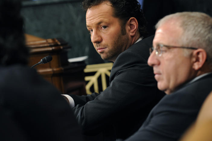 Live Nation CEO Michael Rapino, left, testifies to a Senate subcommittee on Feb. 24, 2009 over the proposed, and ultimately successful, merger between his company and Ticketmaster.