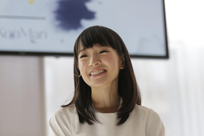 Marie Kondo speaks at a media event in New York on July 11, 2018.