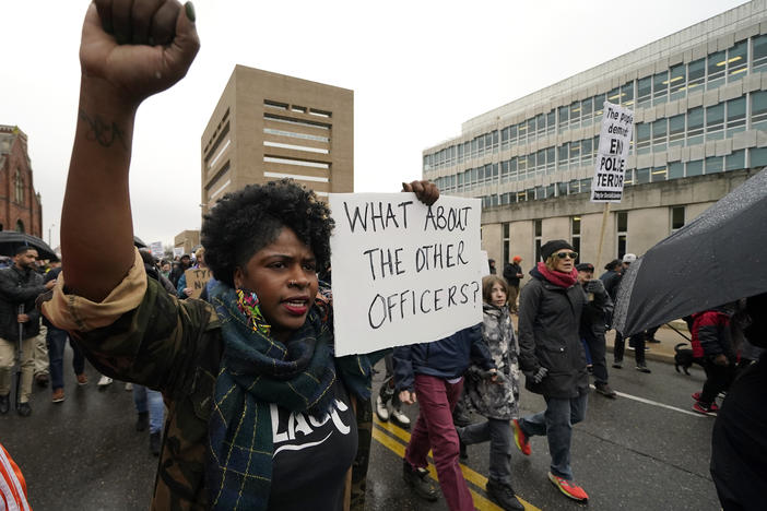 Protesters march on Saturday in Memphis, Tenn., over the death of Tyre Nichols, who died after being beaten by Memphis police.