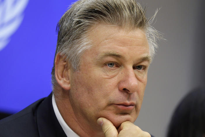 Alec Baldwin attends a news conference at United Nations headquarters on Sept. 21, 2015. The actor has been charged with involuntary manslaughter in the fatal shooting of a cinematographer on a New Mexico movie set in 2021.