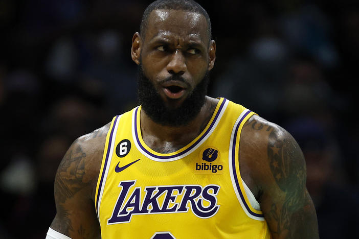 LeBron James now stands alone atop the NBA's all-time scoring list, ousting another Laker great, Kareem Abdul-Jabbar, from the No. 1 spot. James is seen here last month.