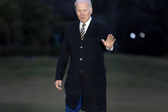 President Joe Biden walks across the South Lawn of the White House in Washington on Tuesday.