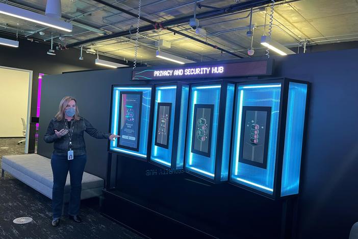 A TikTok official gives a tour of the company's Transparency and Accountability Centers in the Los Angeles area.