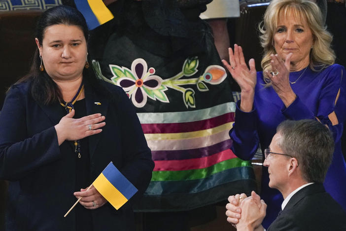 During Biden's 2022 State of the Union address, Ukraine's ambassador to the United States, Oksana Markarova, received a lengthy bipartisan standing ovation.