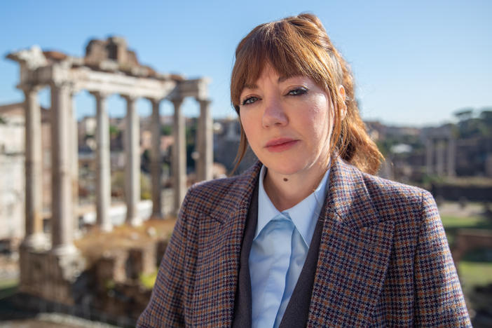 Ill-informed TV correspondent Philomena Cunk (Diane Morgan) travels around the world in <em>Cunk on Earth.</em>