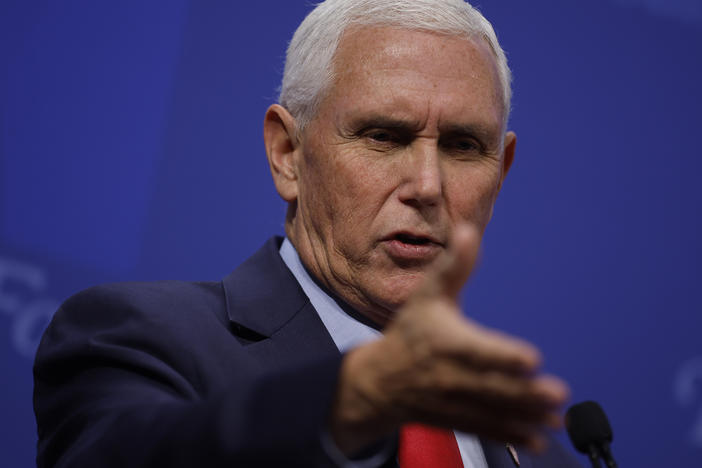 Former Vice President Mike Pence speaks during an event at the Heritage Foundation think tank on Oct. 19, 2022, in Washington, D.C.