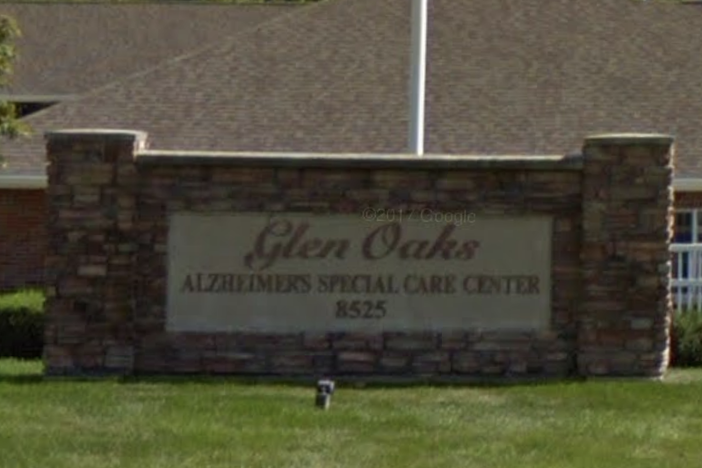 The sign for Glen Oaks Alzheimer's Special Care Center is seen on Google Earth. The facility pronounced a living woman dead and is being fined $10,000.