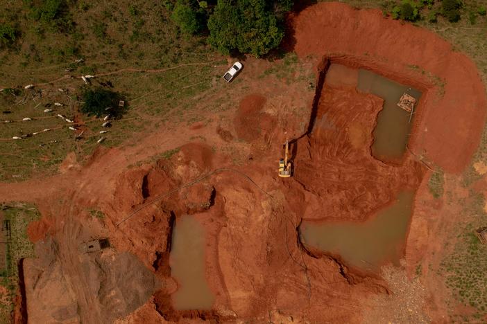 An illegal gold mine in Brazil.