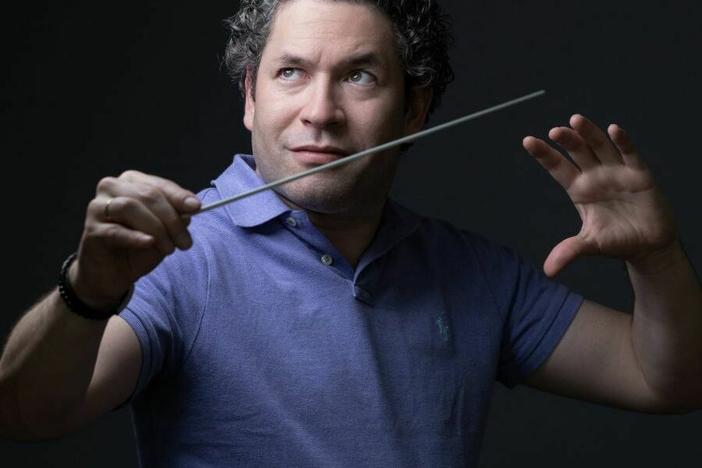 Conductor Gustavo Dudamel, posing during a photo session at Paris' Opéra Bastille in September 2022.