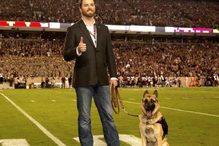 Cole Lyle, alongside his dog, Kaya, advocated for more resources for veterans dealing with PTSD.