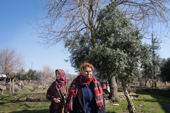 Medine Sonmez (right) has been emotional in the days since the earthquake. "I am gone," she says. "My body is here but I am gone."