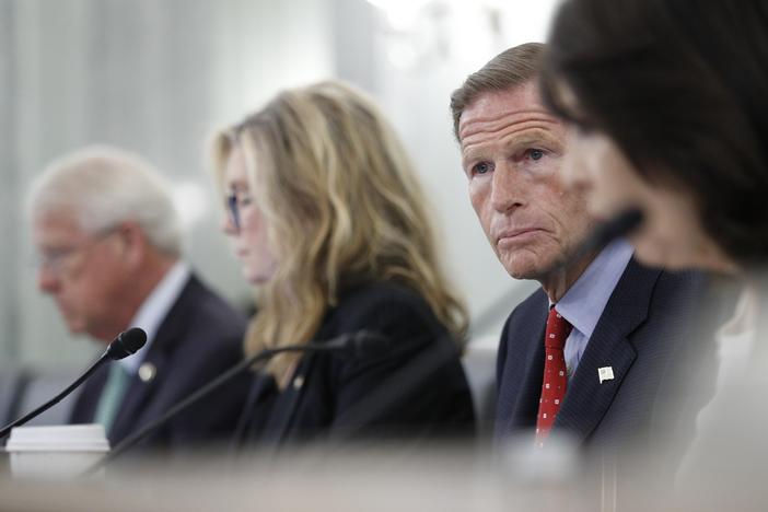 Sen. Richard Blumenthal, D-Conn., listens to testimony during a September 2021 hearing about kid's online safety for a Senate Subcommittee on Consumer Protection, Product Safety, and Data Security.