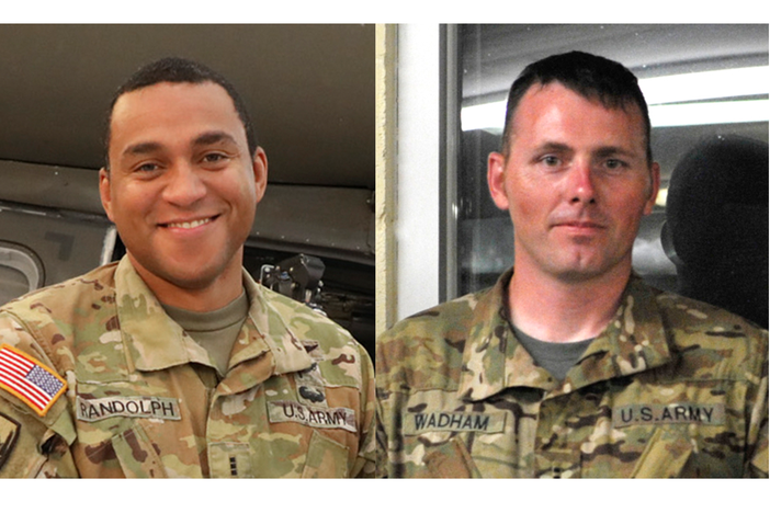 Danny Randolph (left) and Daniel Wadham, chief warrant officers in the Tennessee National Guard, were killed in a Black Hawk helicopter crash during a training flight in Alabama's Madison County on Wednesday.