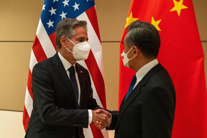 US Secretary of State Antony Blinken meets with Chinese top diplomat Wang Yi in New York City on Sept. 23, 2022.