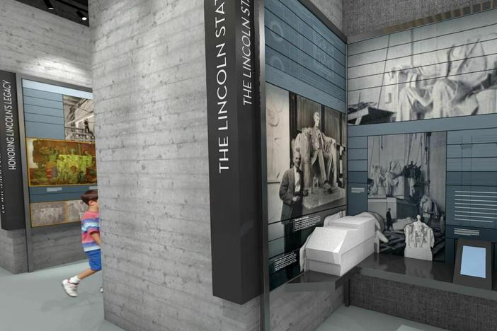 A rendering of the planned exhibit in the Lincoln Memorial's undercroft. Construction will begin in March.