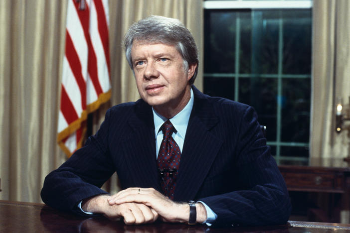 President Carter addresses the nation from the White House on his energy proposal on April 18, 1977.