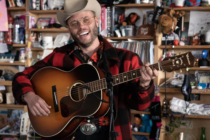 Charley Crockett performs a Tiny Desk concert on Monday, Jan. 23, 2023, at NPR's headquarters in Washington, D.C.