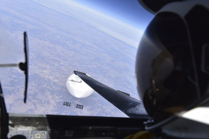 A U.S. Air Force pilot looked down at the suspected Chinese surveillance balloon as it hovered over the Central Continental United States on Feb. 3. The pair was flying over Bellflower, Mo.