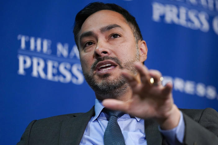 Rep. Joaquin Castro, D-Texas, speaks at the the National Press Club in Washington, D.C., Oct. 5, 2022.