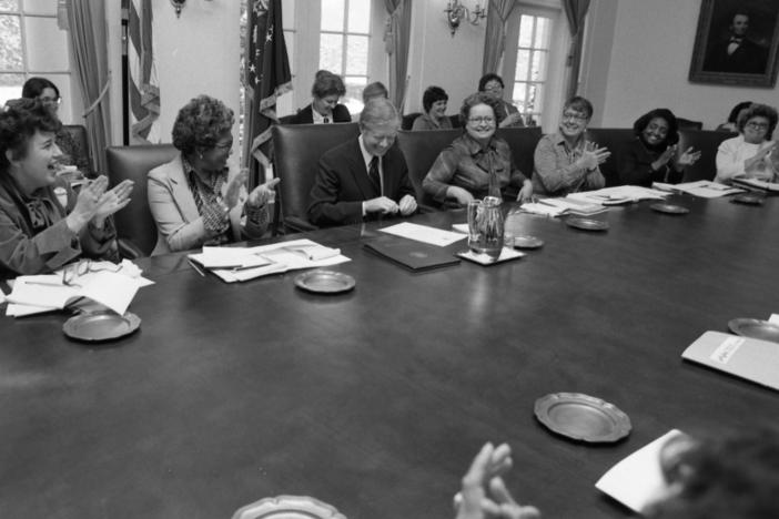 President Jimmy Carter signs a proclamation designating March 2-8, 1980, as the first national Women's History Week.